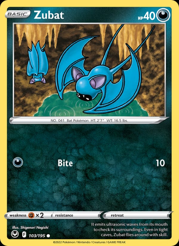 Zubat 103/195 Silver Tempest Pokémon card