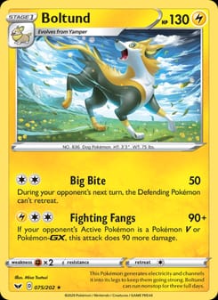 Boltund 075/202 Holo Rare – Sword & Shield Pokémon card