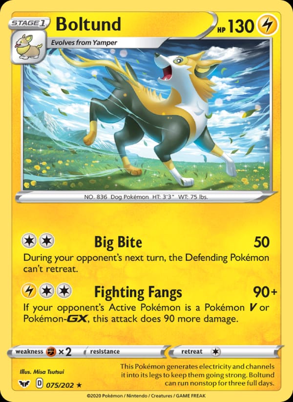 Boltund 075/202 Sword & Shield Pokémon card