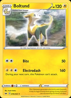 Boltund 076/202 Holo Rare – Sword & Shield Pokémon card