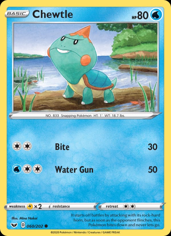Chewtle 060/202 Sword & Shield Pokémon card