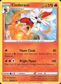 Cinderace 036/202 Rare – Sword & Shield Pokémon card