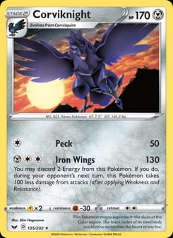Corviknight 135/202 Rare – Sword & Shield Pokémon card