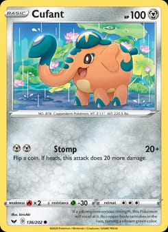 Cufant 136/202 Common – Sword & Shield Pokémon card