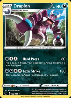Drapion 122/202 Rare – Sword & Shield Pokémon card