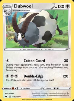 Dubwool 154/202 Uncommon – Sword & Shield Pokémon card