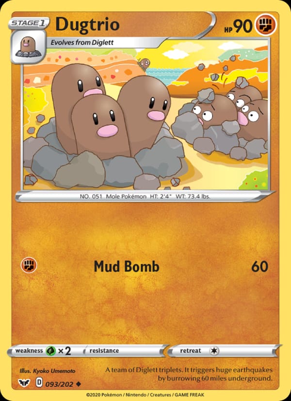 Dugtrio 093/202 Sword & Shield Pokémon card