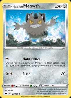 Galarian Meowth 127/202 Common – Sword & Shield Pokémon card