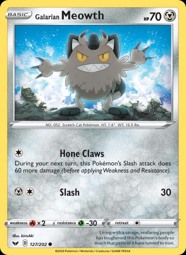 Galarian Meowth 127/202 Sword & Shield Pokémon card