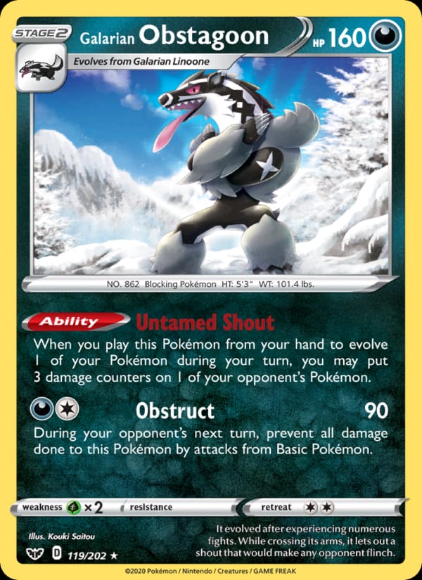 Galarian Obstagoon 119/202 Sword & Shield Pokémon card