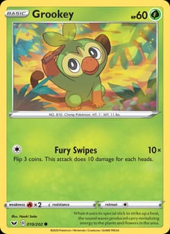 Grookey 010/202 Common – Sword & Shield Pokémon card