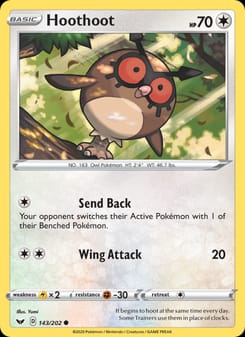 Hoothoot 143/202 Common – Sword & Shield Pokémon card