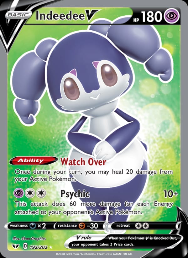Indeedee V 192/202 Sword & Shield Pokémon card