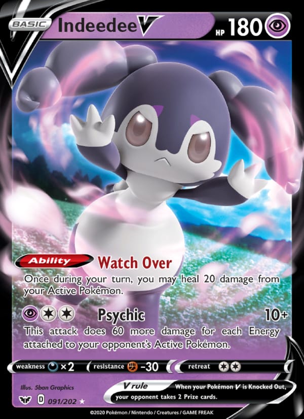 Indeedee V 091/202 Sword & Shield Pokémon card