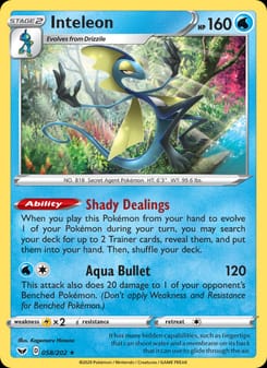 Inteleon 058/202 Holo Rare – Sword & Shield Pokémon card