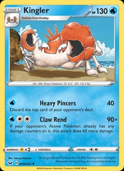 Kingler 044/202 Uncommon – Sword & Shield Pokémon card