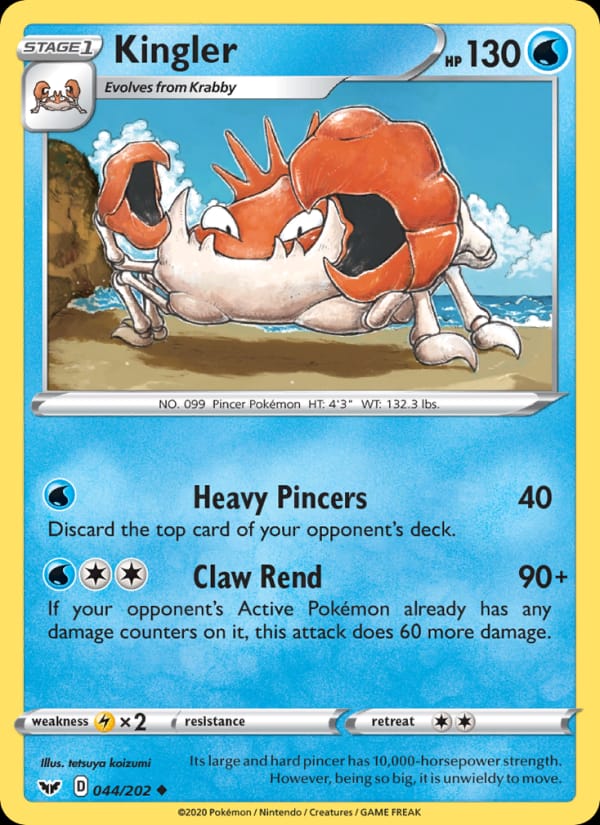Kingler 044/202 Sword & Shield Pokémon card