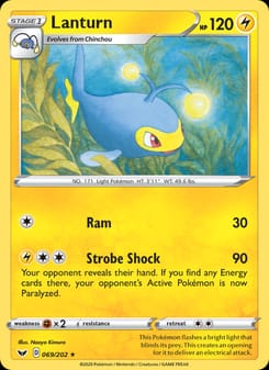 Lanturn 069/202 Rare – Sword & Shield Pokémon card