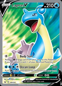 Lapras V 189/202 Ultra Rare – Sword & Shield Pokémon card
