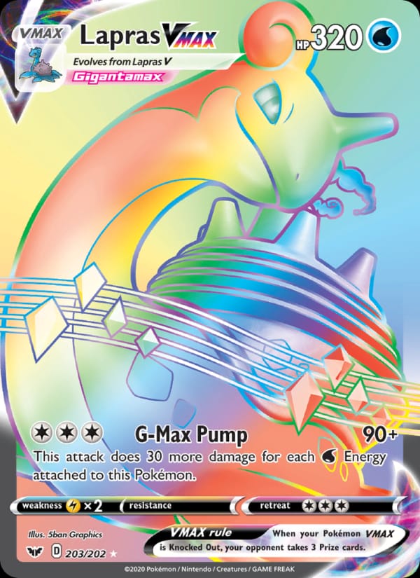 Lapras VMAX 203/202 Sword & Shield Pokémon card