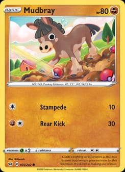Mudbray 105/202 Common – Sword & Shield Pokémon card