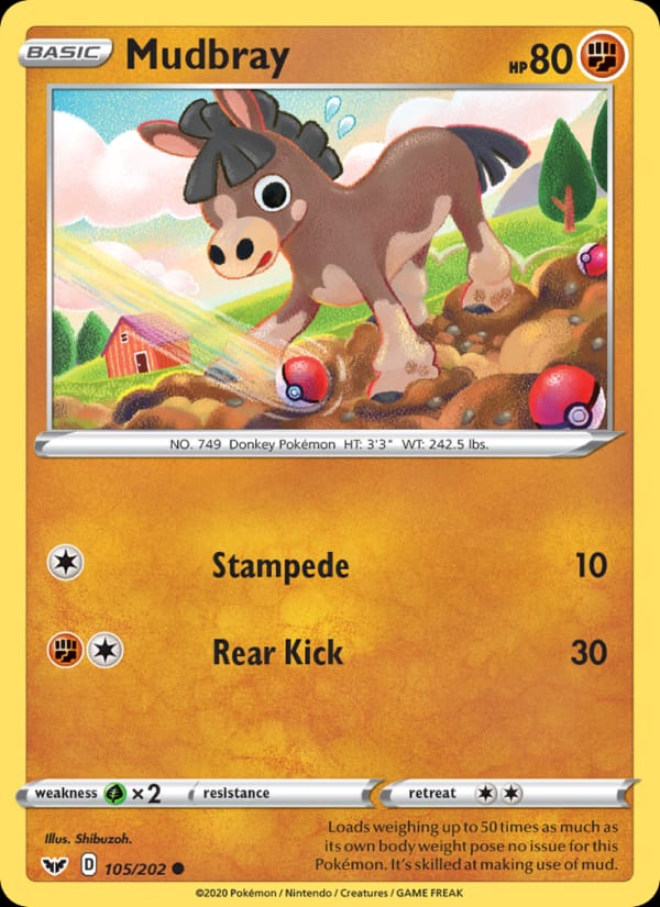 Mudbray 105/202 Sword & Shield Pokémon card