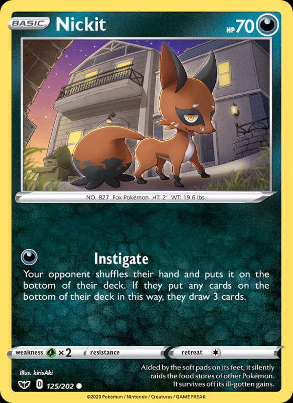 Nickit 125/202 Sword & Shield Pokémon card