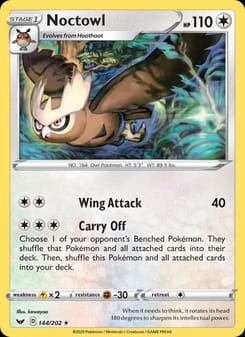 Noctowl 144/202 Rare – Sword & Shield Pokémon card