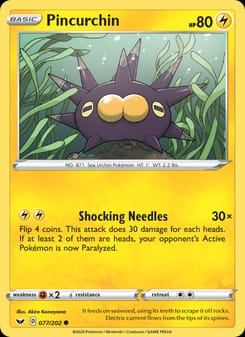 Pincurchin 077/202 Common – Sword & Shield Pokémon card