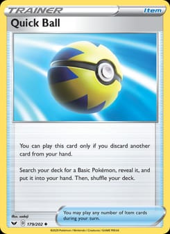 Quick Ball 179/202 Uncommon – Sword & Shield Pokémon card