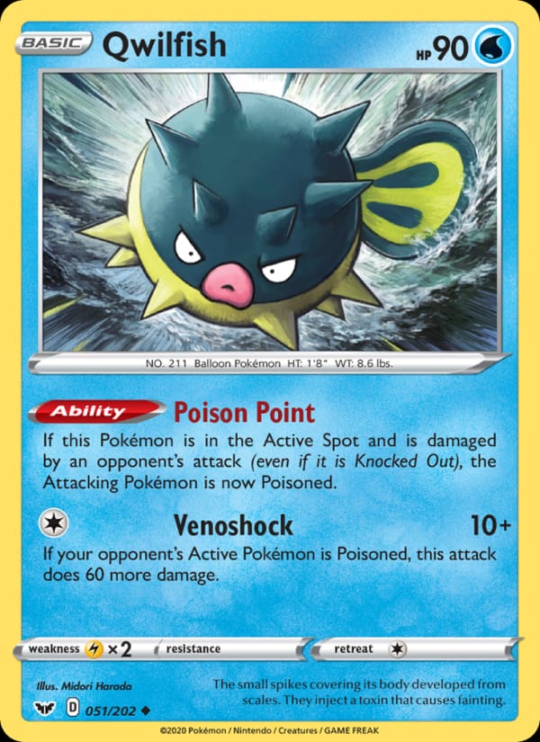 Qwilfish 051/202 Sword & Shield Pokémon card