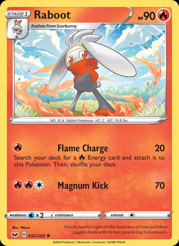 Raboot 032/202 Sword & Shield Pokémon card