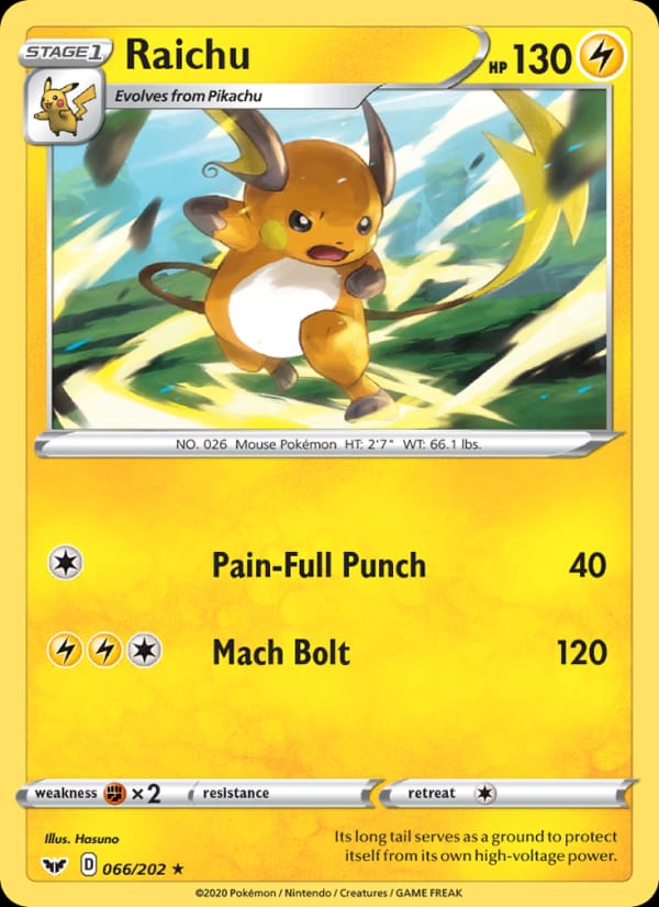 Raichu 066/202 Sword & Shield Pokémon card