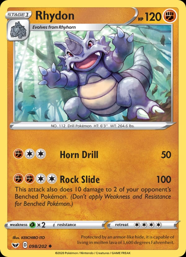 Rhydon 098/202 Sword & Shield Pokémon card