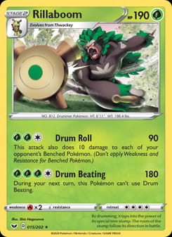 Rillaboom 015/202 Rare – Sword & Shield Pokémon card
