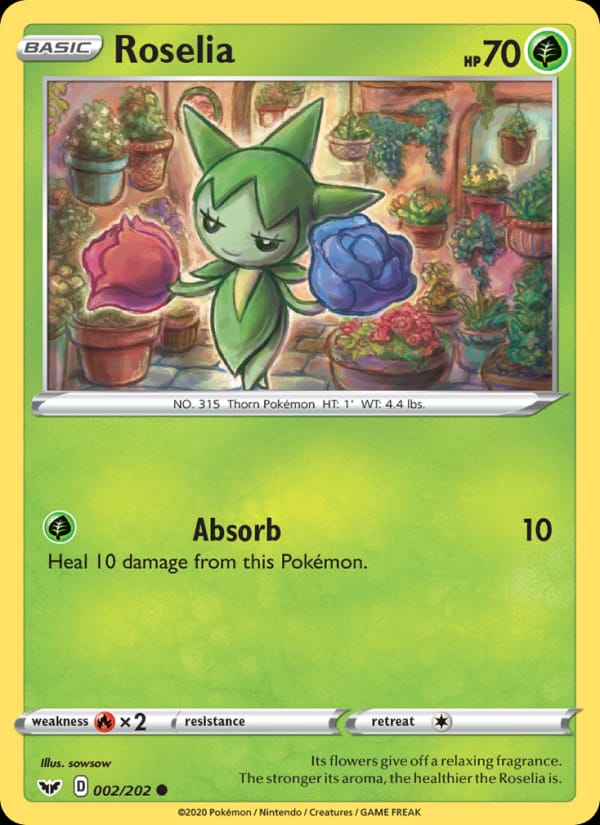 Roselia 002/202 Sword & Shield Pokémon card