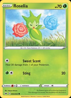 Roselia 003/202 Common – Sword & Shield Pokémon card