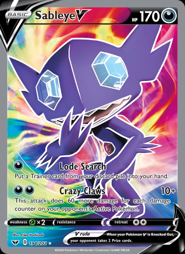 Sableye V 194/202 Sword & Shield Pokémon card