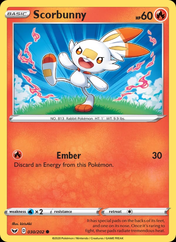 Scorbunny 030/202 Sword & Shield Pokémon card