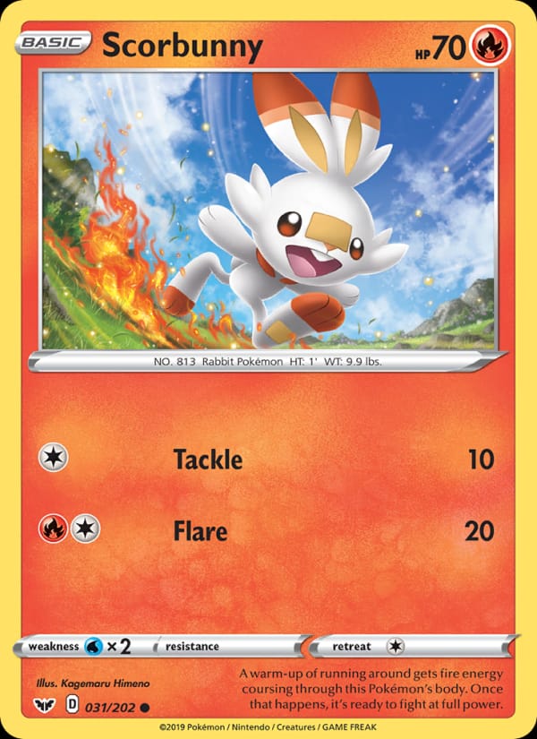 Scorbunny 031/202 Sword & Shield Pokémon card