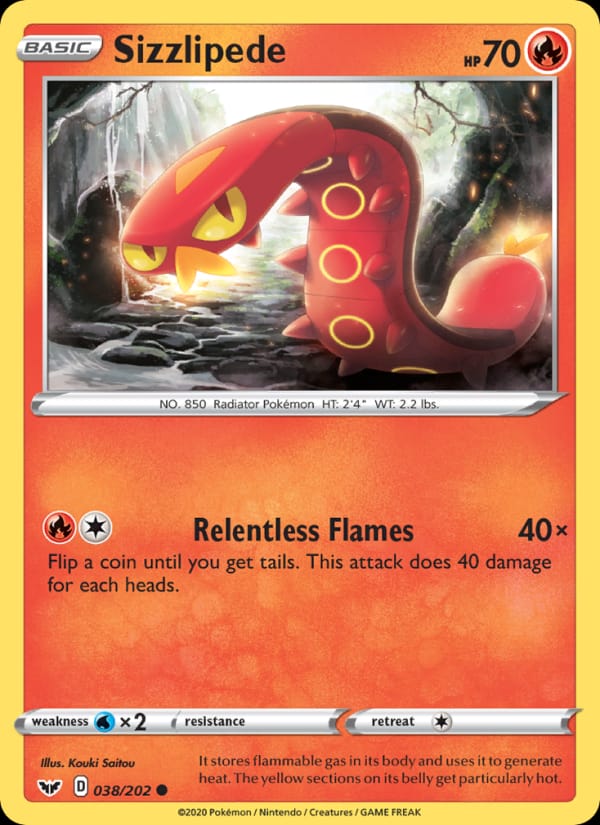 Sizzlipede 038/202 Sword & Shield Pokémon card