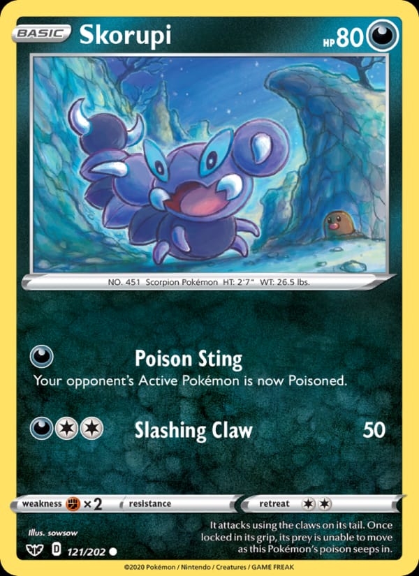 Skorupi 121/202 Sword & Shield Pokémon card