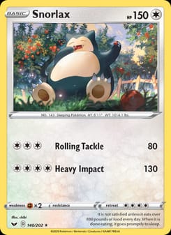 Snorlax 140/202 Rare – Sword & Shield Pokémon card