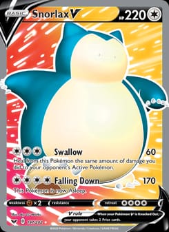 Snorlax V 197/202 Ultra Rare – Sword & Shield Pokémon card