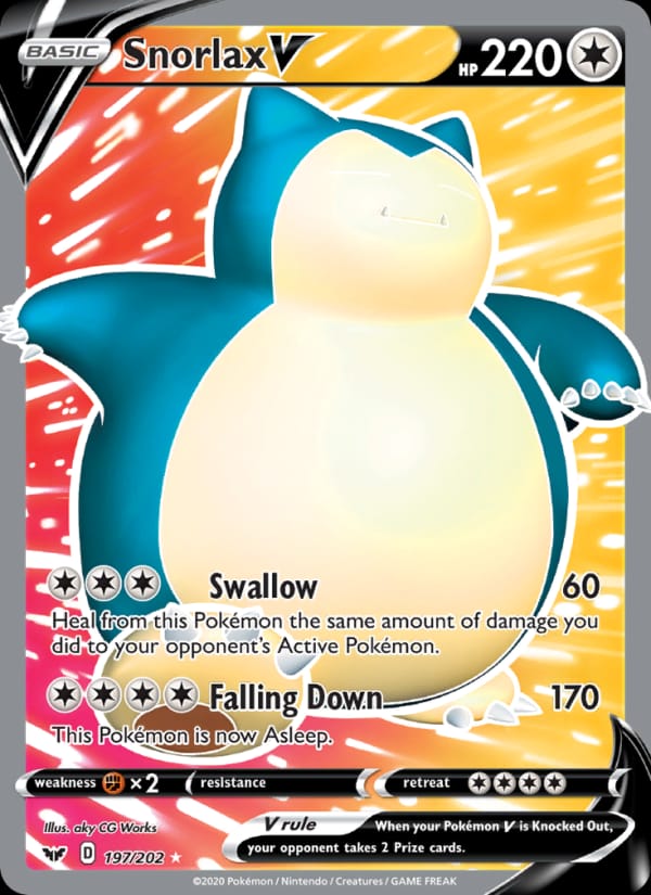 Snorlax V 197/202 Sword & Shield Pokémon card