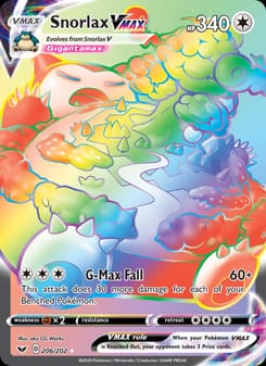 Snorlax VMAX 206/202 Secret Rare – Sword & Shield Pokémon card