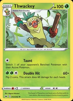 Thwackey 012/202 Uncommon – Sword & Shield Pokémon card