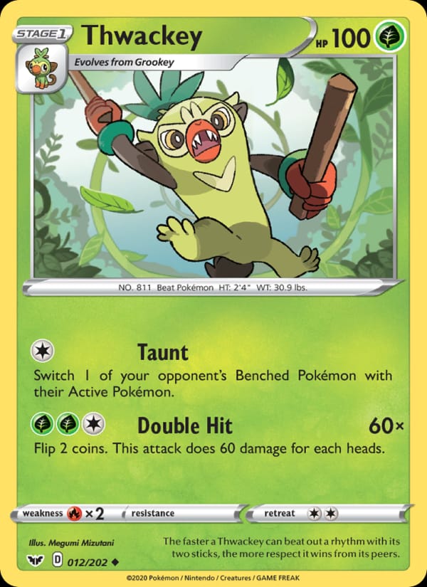 Thwackey 012/202 Sword & Shield Pokémon card