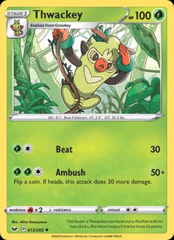 Thwackey 013/202 Uncommon – Sword & Shield Pokémon card