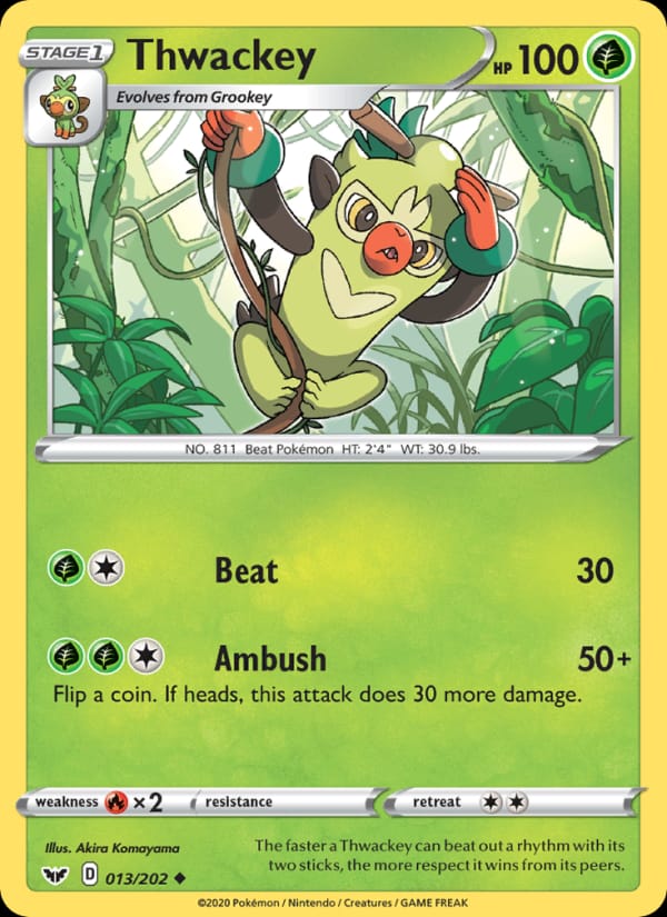 Thwackey 013/202 Sword & Shield Pokémon card